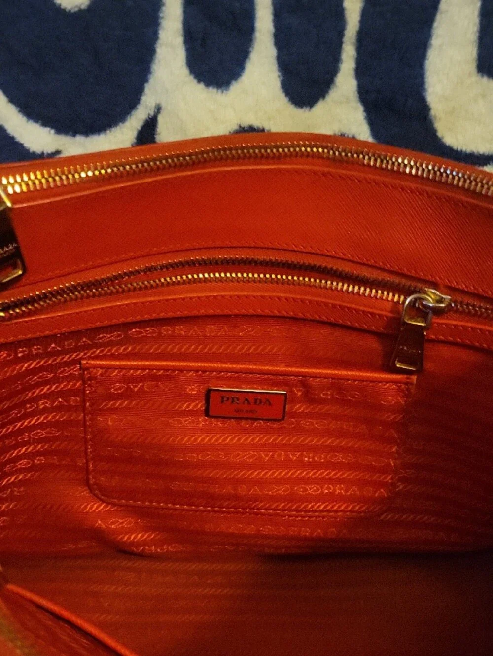 Prada Red Saffiano Leather Satchel with Gold Accents